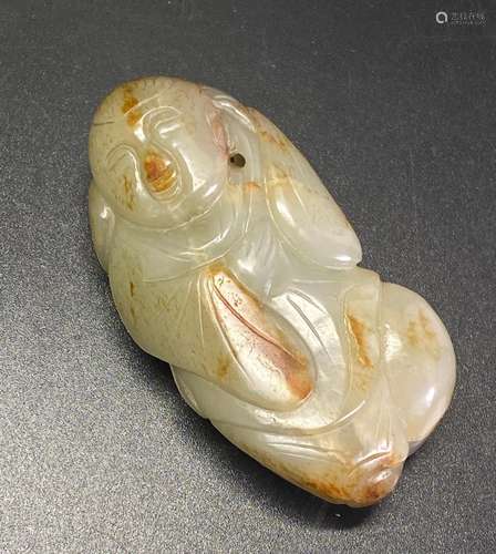 Lg Chinese Ming/Qing Pale Celadon Jade Boy Pebble