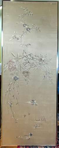 Chinese White on White Silk Embroidery Panel