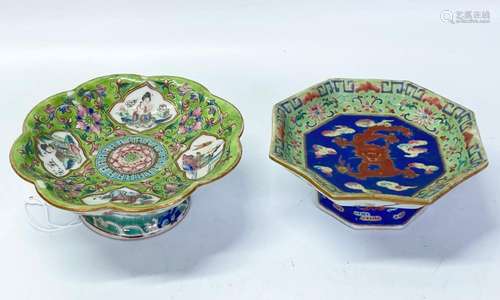 2 Chinese 19th C Xianfeng Porcelain Low Bowls