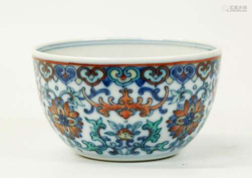 Chinese Doucai Enameled Porcelain Cup