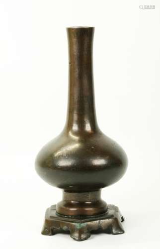 Chinese Bronze Vase on Hexagonal bronze Stand