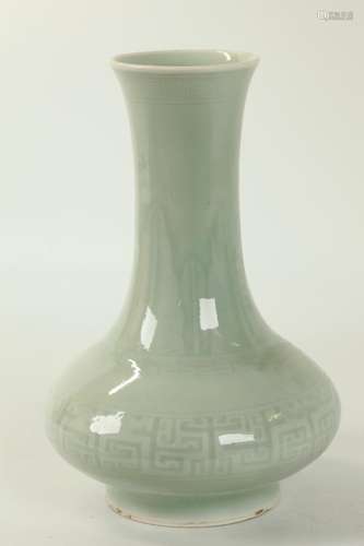 Chinese Pale Celadon Carved Porcelain Vase