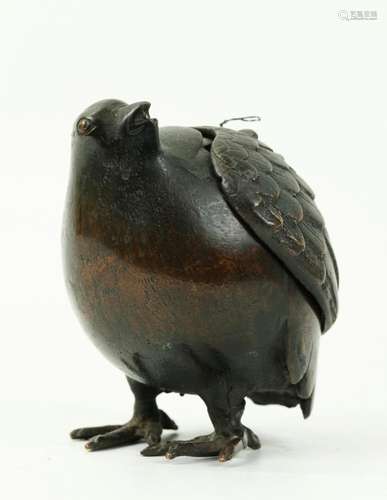 Chinese Cast Bronze Quail Incense Burner