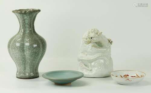 3 Chinese Porcelains; Hirado White Dragon