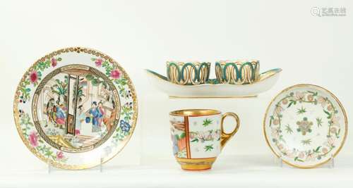 Sevres Cruet Tray; Cup & Saucer, Plate