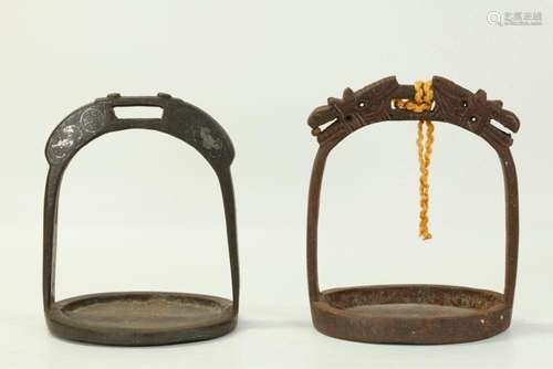 2 Chinese Cast Iron Horse Stirrups