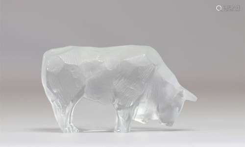 Cristal de Sèvres - sculpture en verre moulé " taureau&...