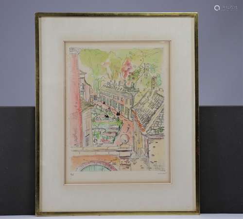 Marie HOWET (1897-1984) eau-forte " vue de ville"
...