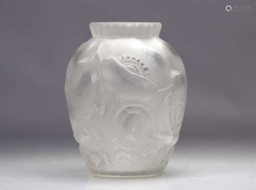 Pierre d'AVESN (1901-1990) Vase Art Déco motif fleurs s