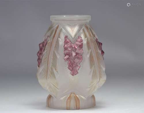 Muller Frères Lunéville Vase Art Déco décor de fleurs s