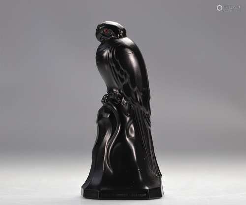 Val Saint Lambert Sculpture RARE "Perruche noire au yeu