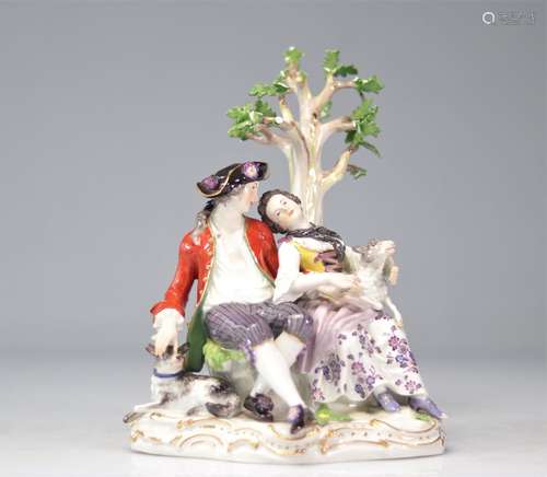 Groupe en porcelaine Meissen nommé "berger et bergère&q...