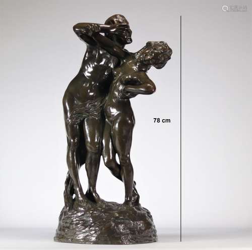 Jef LAMBEAUX (1852-1908) Rare grande statue en bronze "