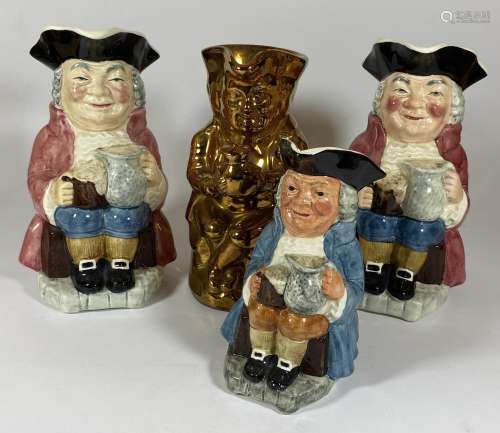 A GROUP OF FOUR VINTAGE TOBY JUGS TO INCLUDE A PAIR OF SYLVA...