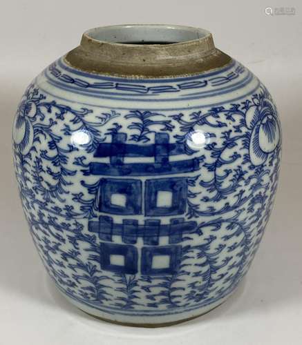 A 19TH CENTURY CHINESE QING BLUE AND WHITE PORCELAIN MARRIAG...