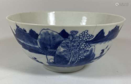 AN 18TH / 19TH CENTURY CHINESE BLUE AND WHITE PORCELAIN BOWL...