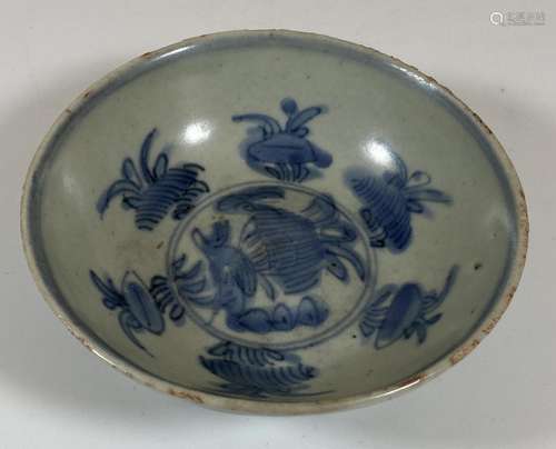 A BELIEVED MING DYNASTY CHINESE BLUE AND WHITE PORCELAIN BOW...