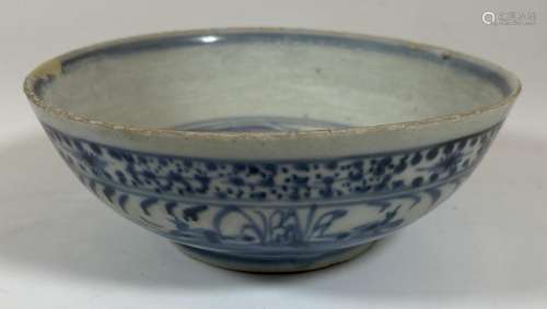 A BELIEVED MING DYNASTY CHINESE BLUE AND WHITE PORCELAIN BOW...