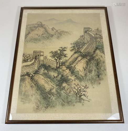 A CHINESE 20TH CENTURY FRAMED PRINT OF THE GREAT WALL OF CHI...