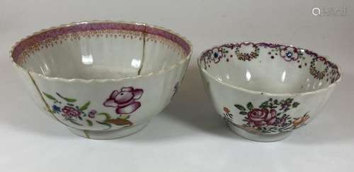 TWO 19TH CENTURY CHINESE FAMILLE ROSE BOWLS, LARGEST DIAMETE...