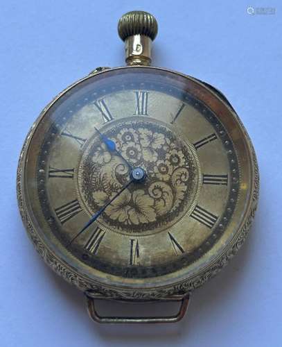 A 14CT GOLD LADIES OPEN FACED POCKET WATCH GROSS WEIGHT 32.3...