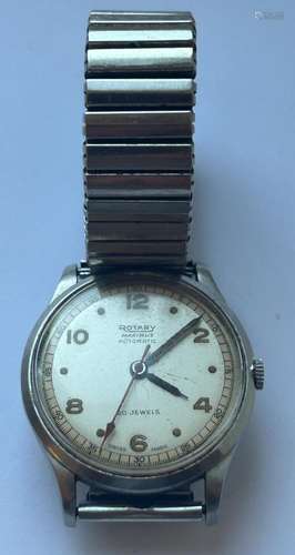 A VINTAGE GENTS ROTARY MAXIMUS AUTOMATIC WRIST WATCH ON AN E...