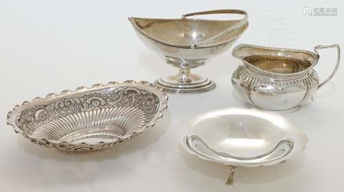 A small group of silver, comprising: a Victorian oval dish, ...