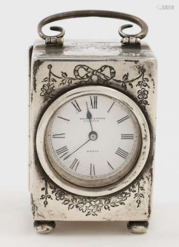 A Mappin & Webb silver boudoir clock, London, 1910, the ...