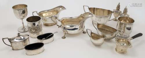A group of silver, comprising: a sauce boat, Chester, 1920, ...