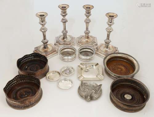 A group of silver and silver plate, comprising: a silver ash...