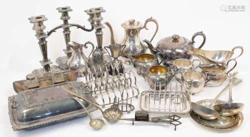 A large collection of silver plate, to include: a large twin...