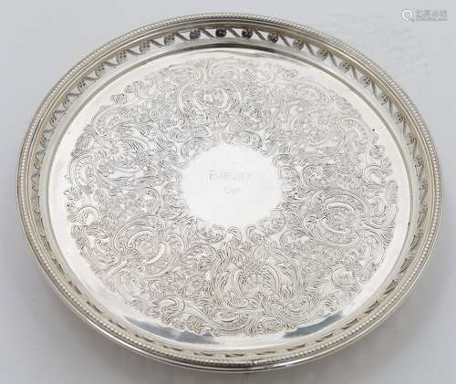 A silver card tray, Birmingham, 1978, Barker Ellis Silver Co...