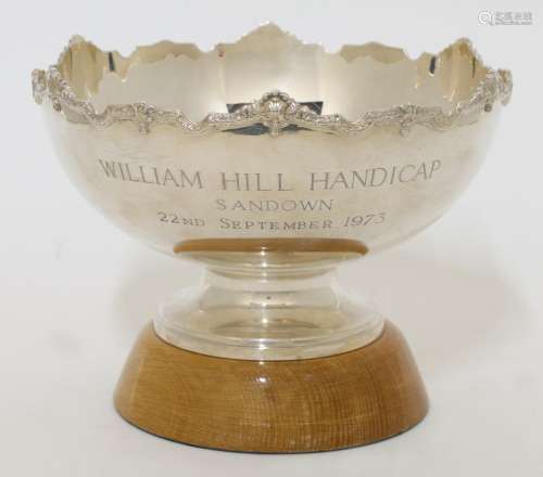 A silver Monteith style pedestal bowl, Birmingham, 1971, J B...