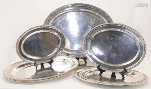 A collection of nine various oval silver plated serving dish...