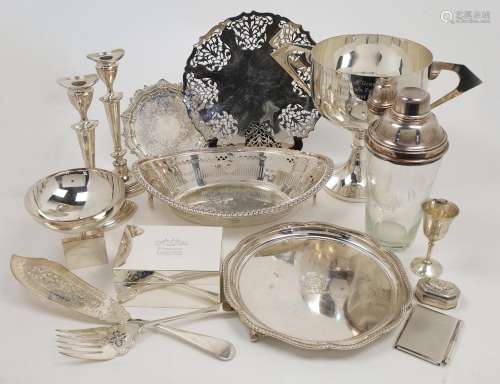 A large group of silver plate, including: a Mappin & Web...