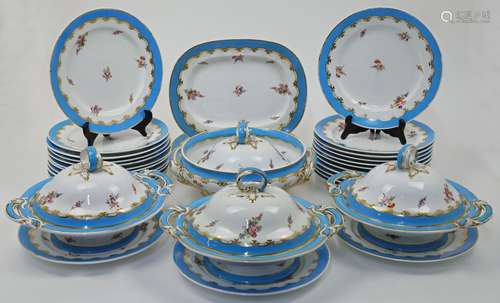 An English porcelain Sevres-style extensive part dinner serv...