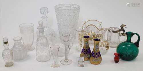 A collection of various glassware, to include: a large cryst...