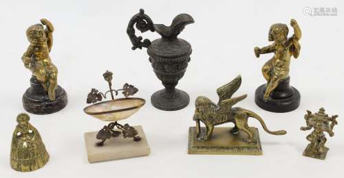 A group of objects of vertu, to include: a pair of bronze ch...