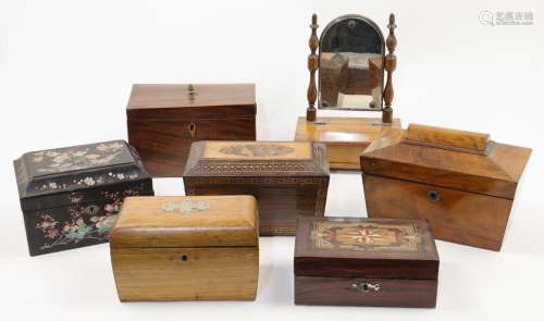A group of tea caddies, 19th century and later, of rectangul...