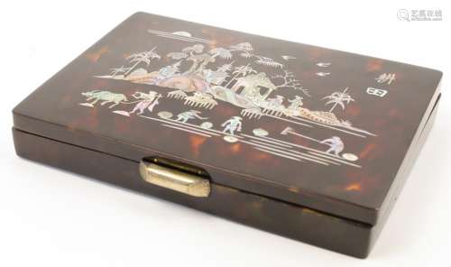 A Chinese tortoiseshell vanity box, 20th century, inlaid to ...