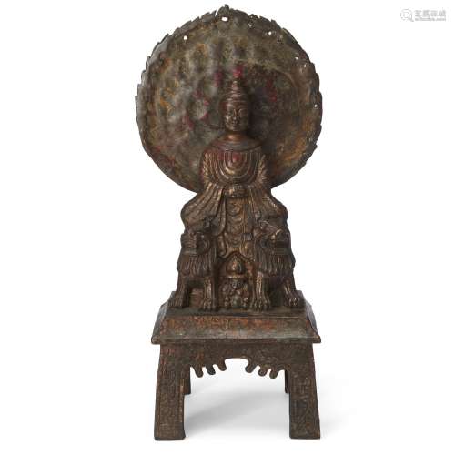 A Tibetan lacquered bronze figure of Shakyamuni Buddha, earl...