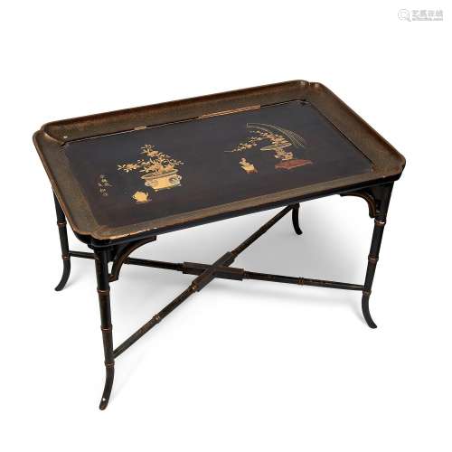 A Japanese lacquer tray and stand, Edo period, 19th century,...