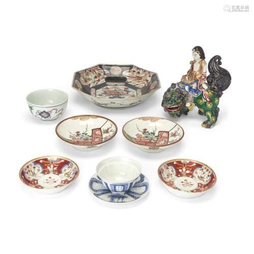 A group of Japanese wares, Meiji period, comprising: an enam...