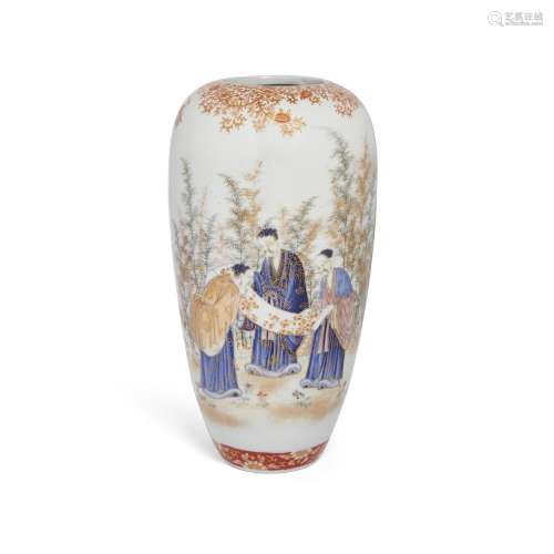 A Japanese Kutani ware vase, 20th century, of ovoid form, de...