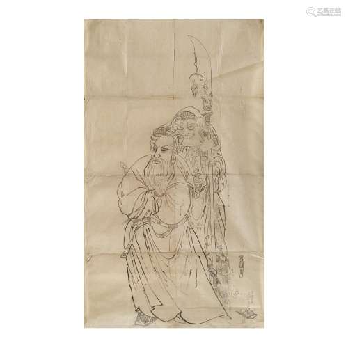 An original Japanese painting proof of nobleman and warrior,...