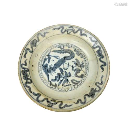 A Chinese blue and white shipwreck dish, Ming dynasty, decor...