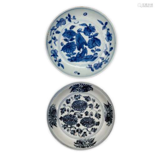 Two Chinese blue and white dishes, Ming dynasty, Wanli perio...