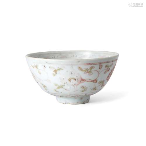 A Chinese red and green enamelled bowl, Ming dynasty,chang m...