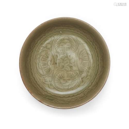 A Chinese Yaozhou-type celadon-glaze carved shallow bowl, 20...