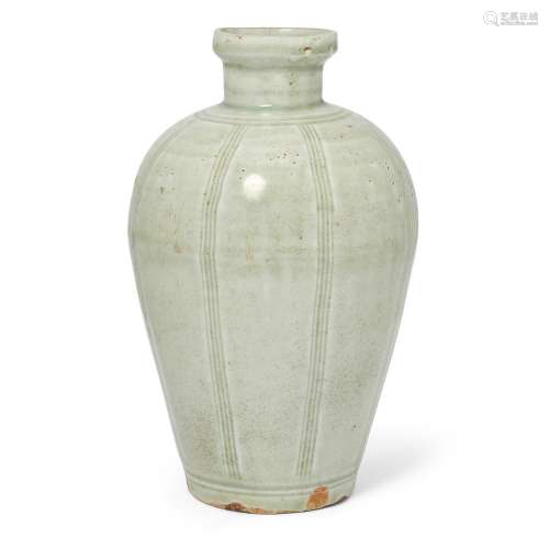 A Chinese celadon-glazed vase, 20th century, the tapered vas...